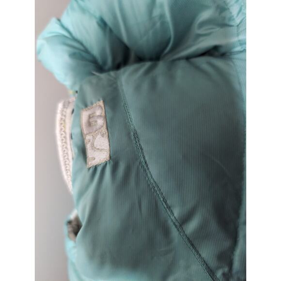 Snowboarding winter Y2k puffy aqua blue med hooded puffer vest - Picture 4 of 10